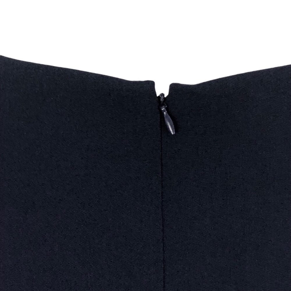 Tahari ASL Navy Asymmetric Collared Sheath Dress 6 - Picture 9 of 16